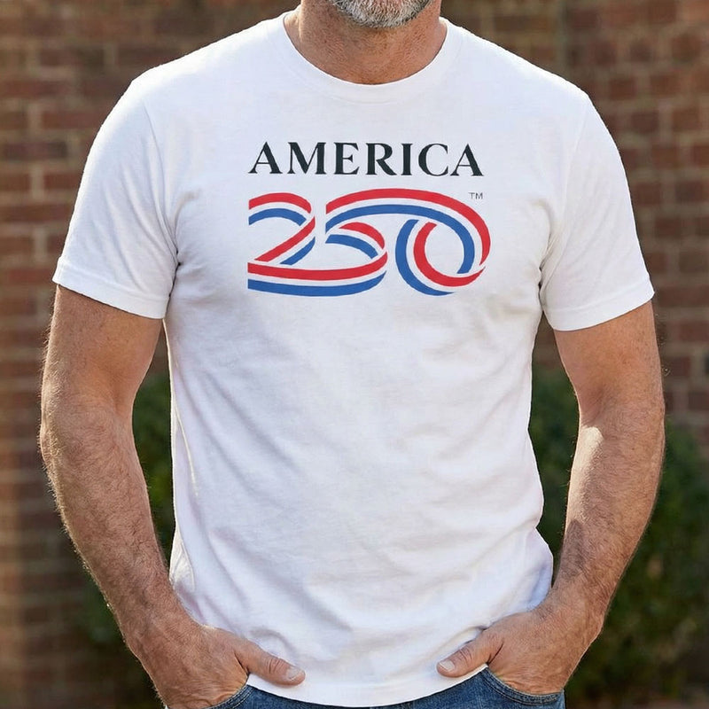 America250 Men's 100% Cotton T-Shirt, made in USA.