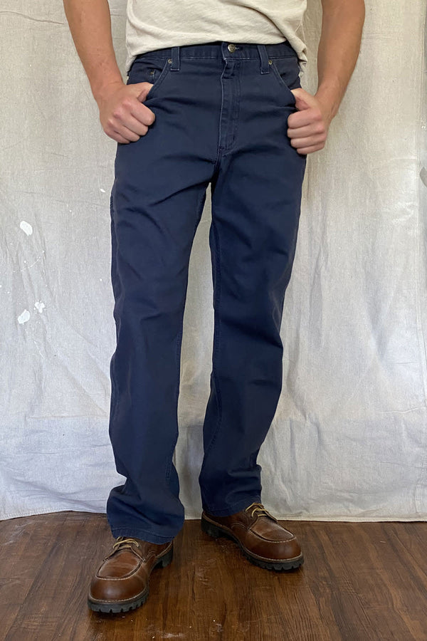 Gusset Easy Fit Stretch Canvas Six Pocket Pant - Navy