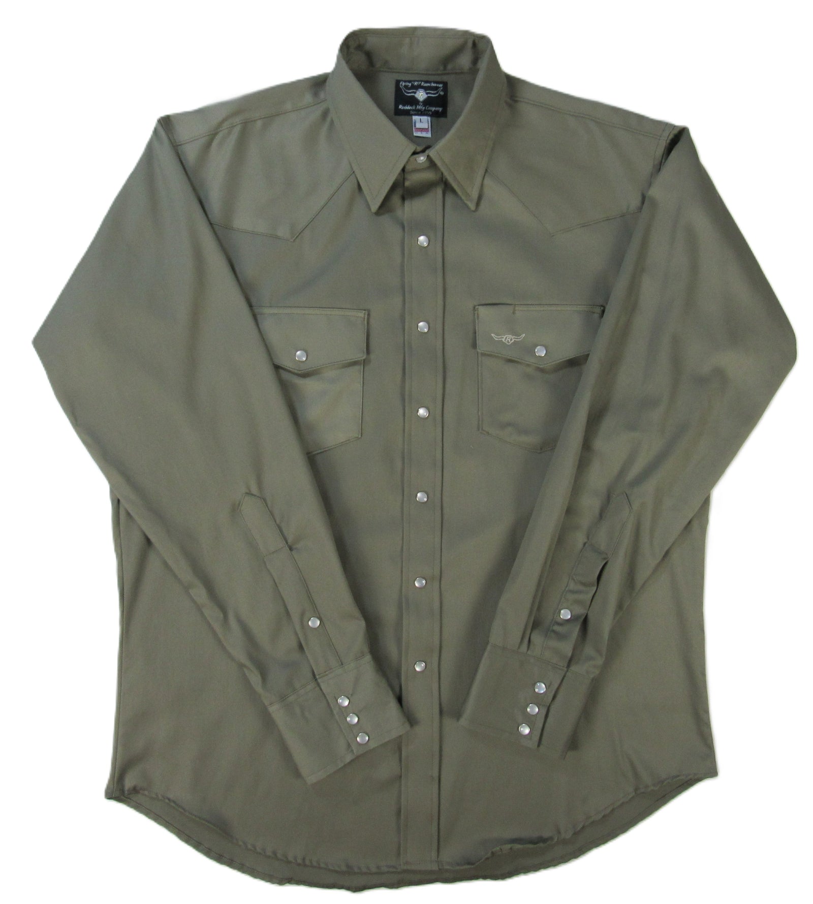 Men's Long Sleeve Solid Twill Safari Green Shirt