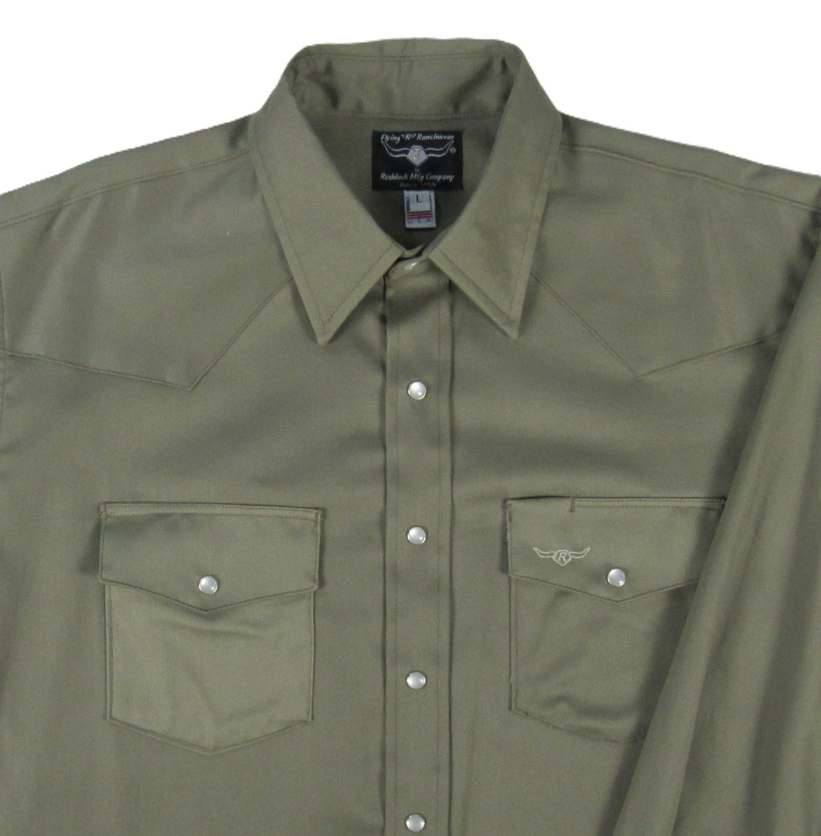 Men's Long Sleeve Solid Twill Safari Green Shirt