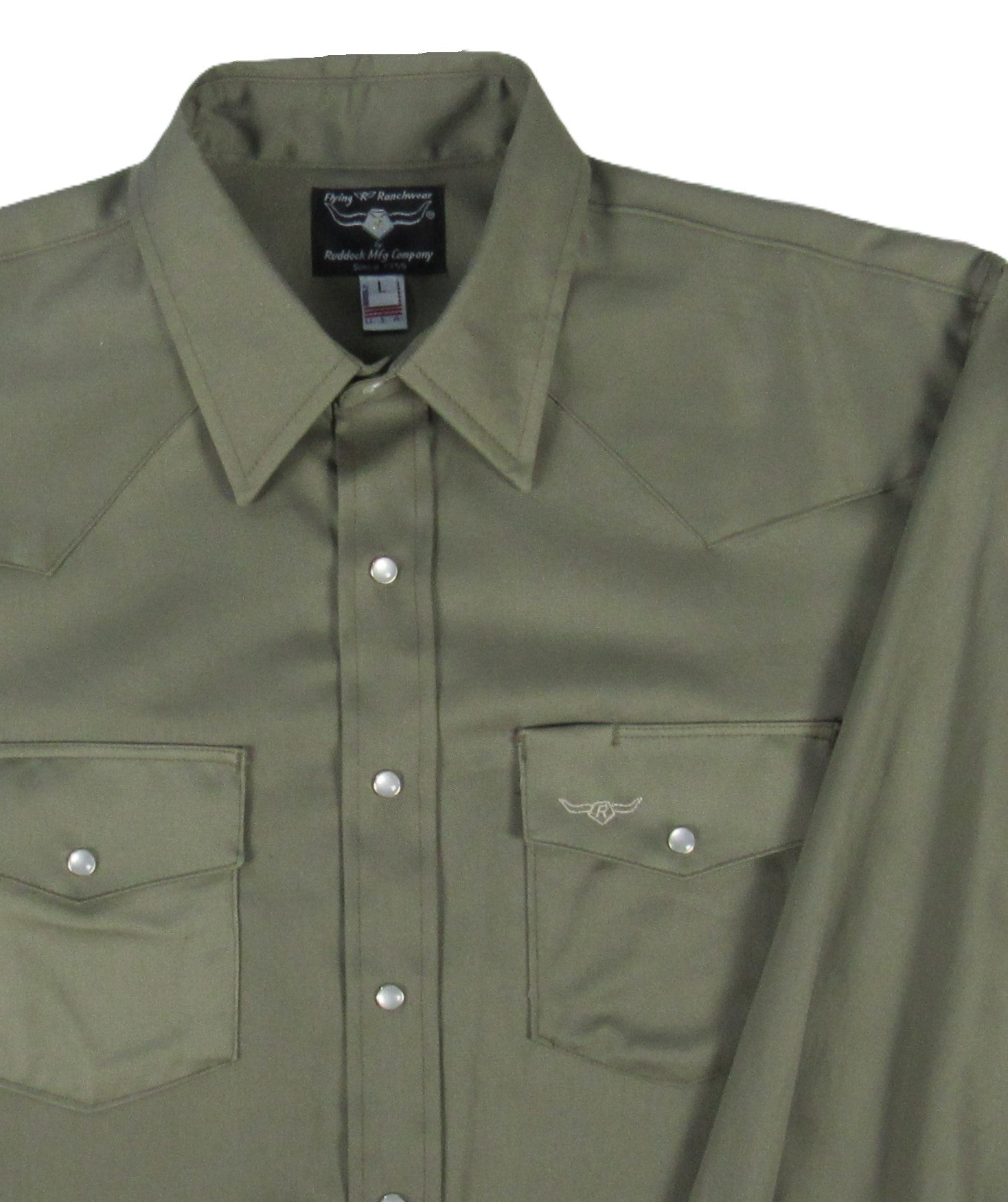 Men's Long Sleeve Solid Twill Safari Green Shirt