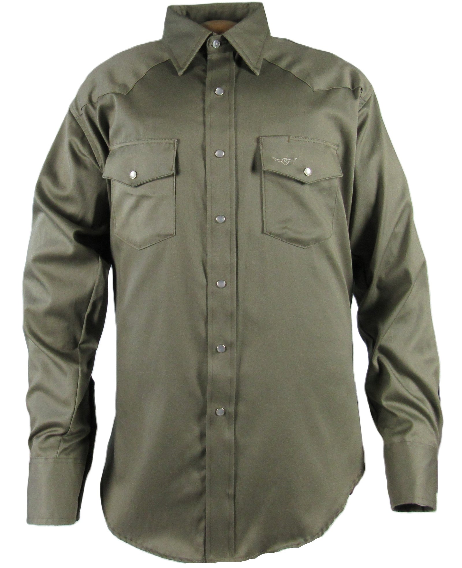 Men's Long Sleeve Solid Twill Safari Green Shirt