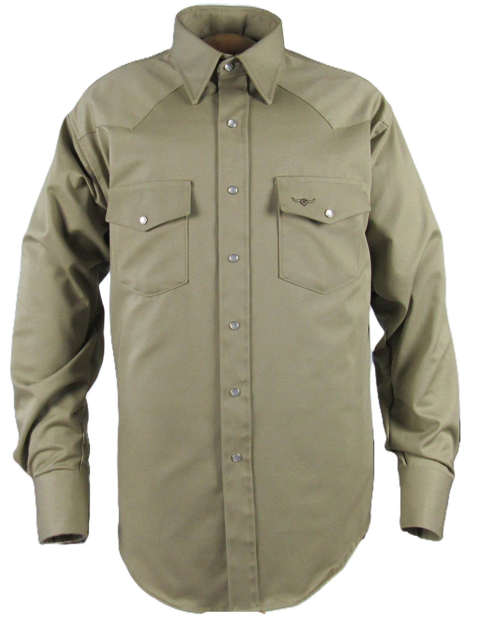 Men's Long Sleeve Solid Twill Khaki Shirt