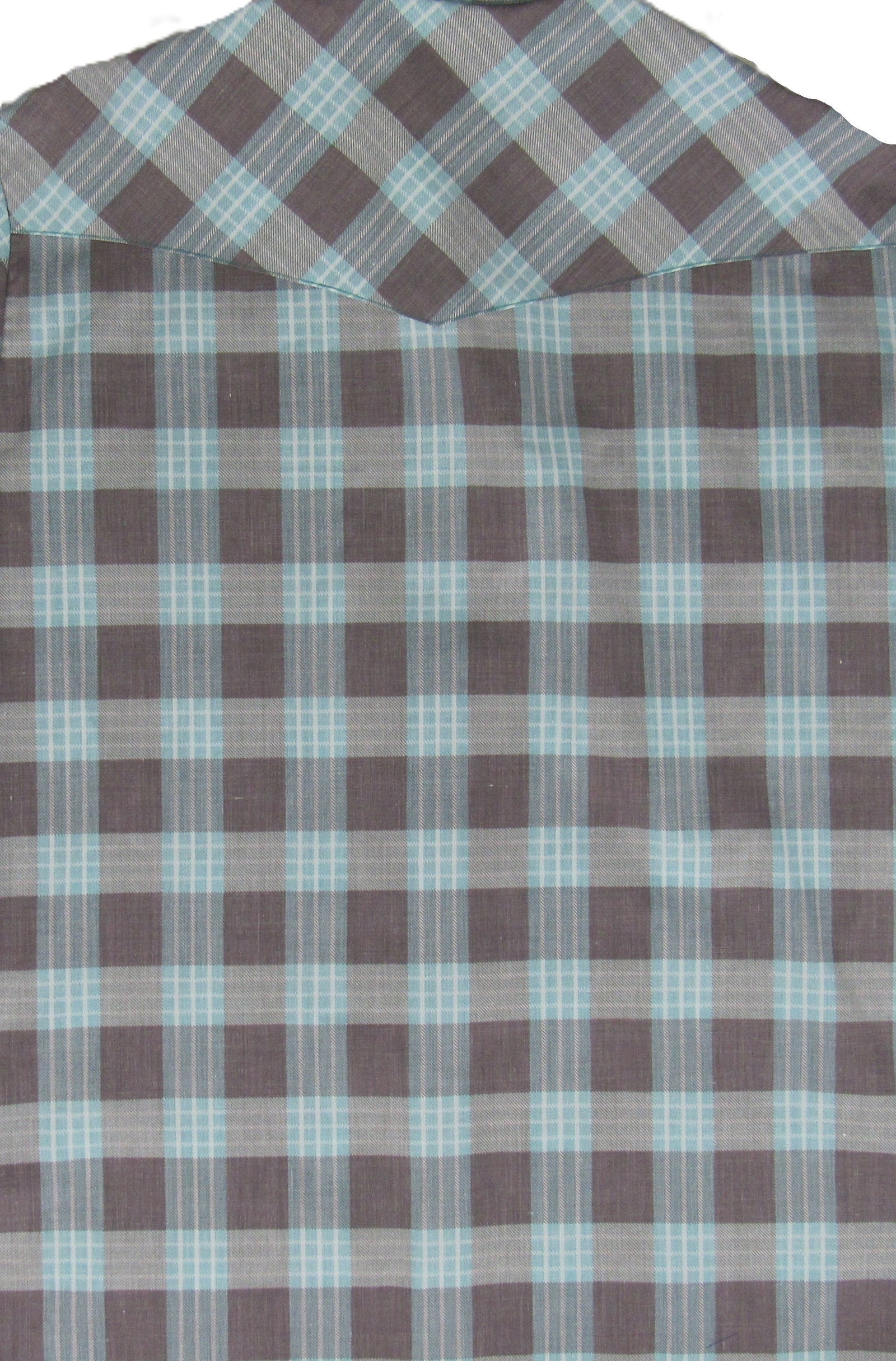 Men's Long Sleeve Turquoise Brown Check Shirt