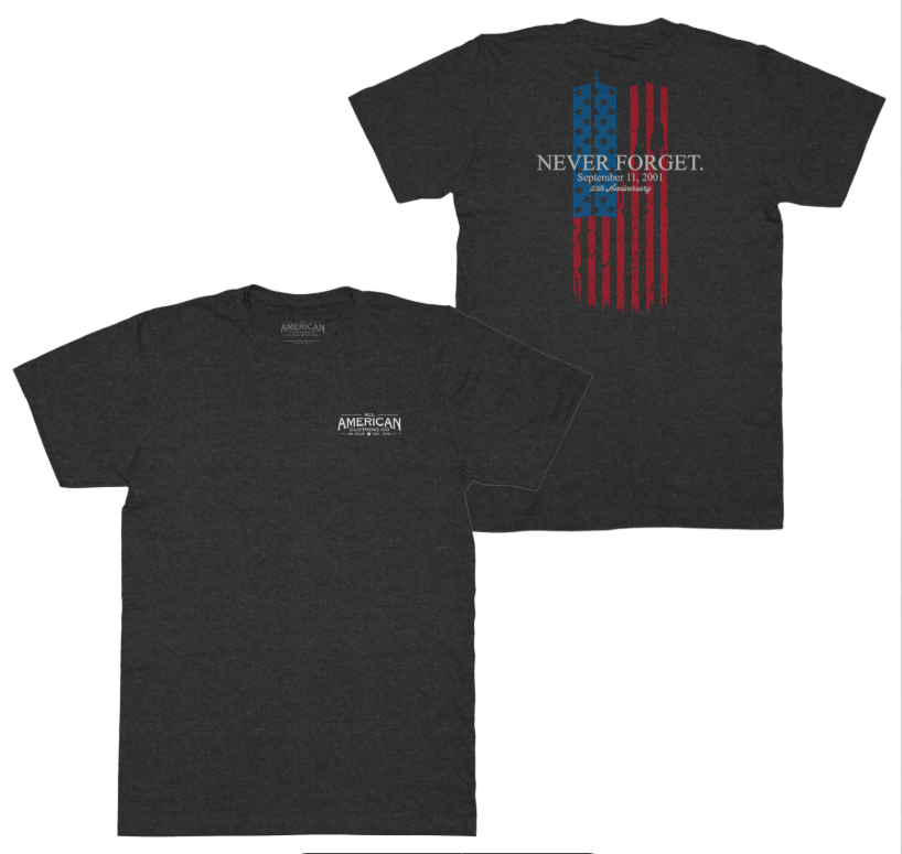 Never Forget 25th Anniversary 9/11 Tribute T-shirt