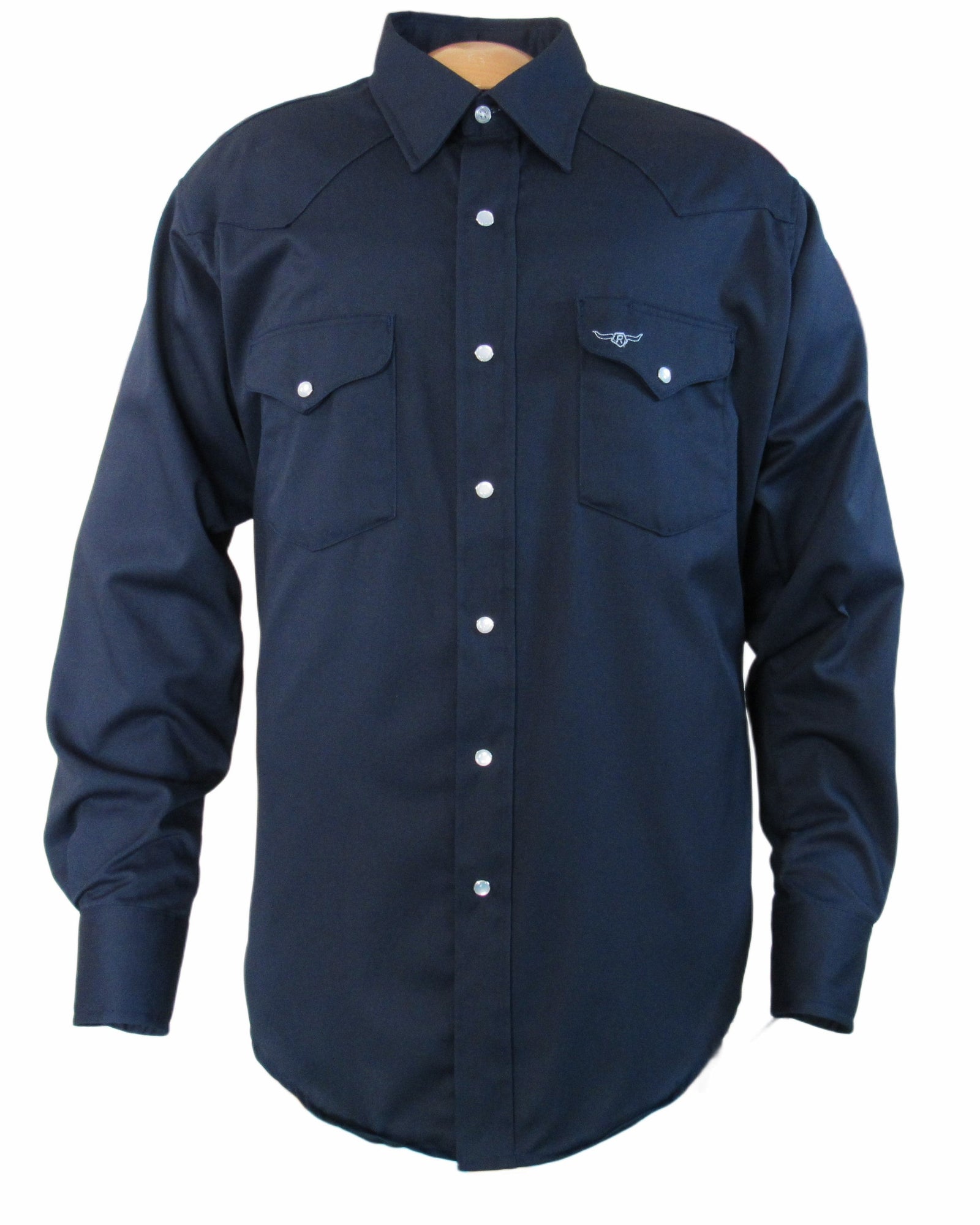 Men's Long Sleeve Solid Twill Navy Shirt