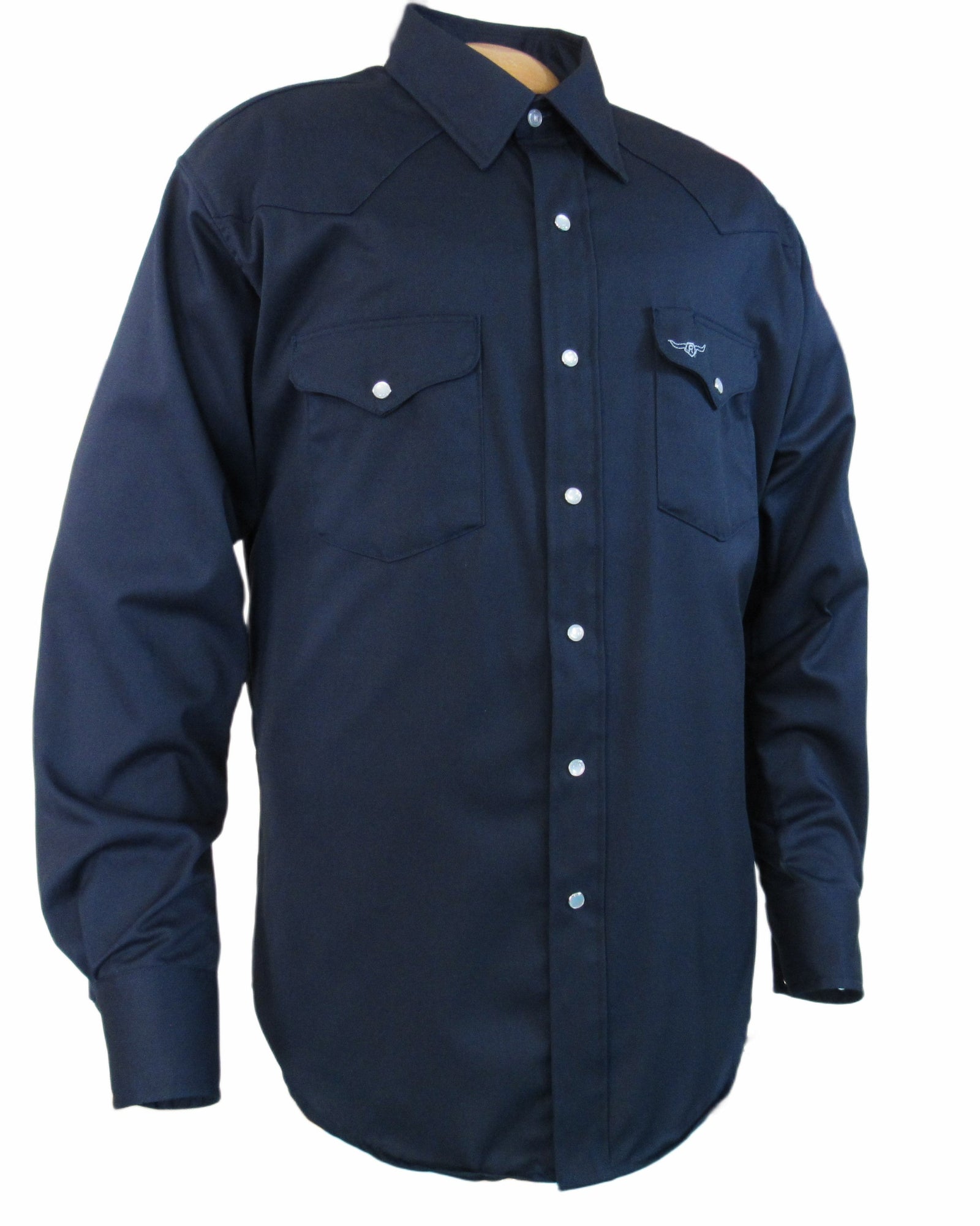 Men's Long Sleeve Solid Twill Navy Shirt
