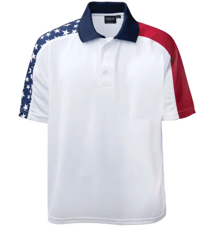 All American Clothing Co. - Men's Patriotic Dry Wicking Polo Shirt Akwa