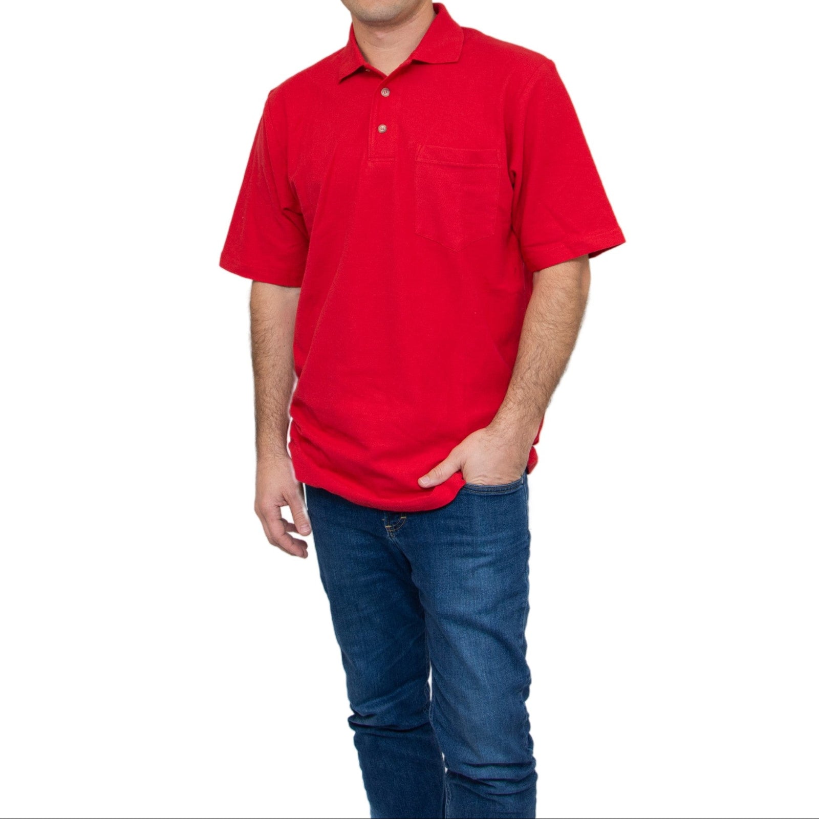 All American Clothing Pique Cotton Polo With Pocket Akwa