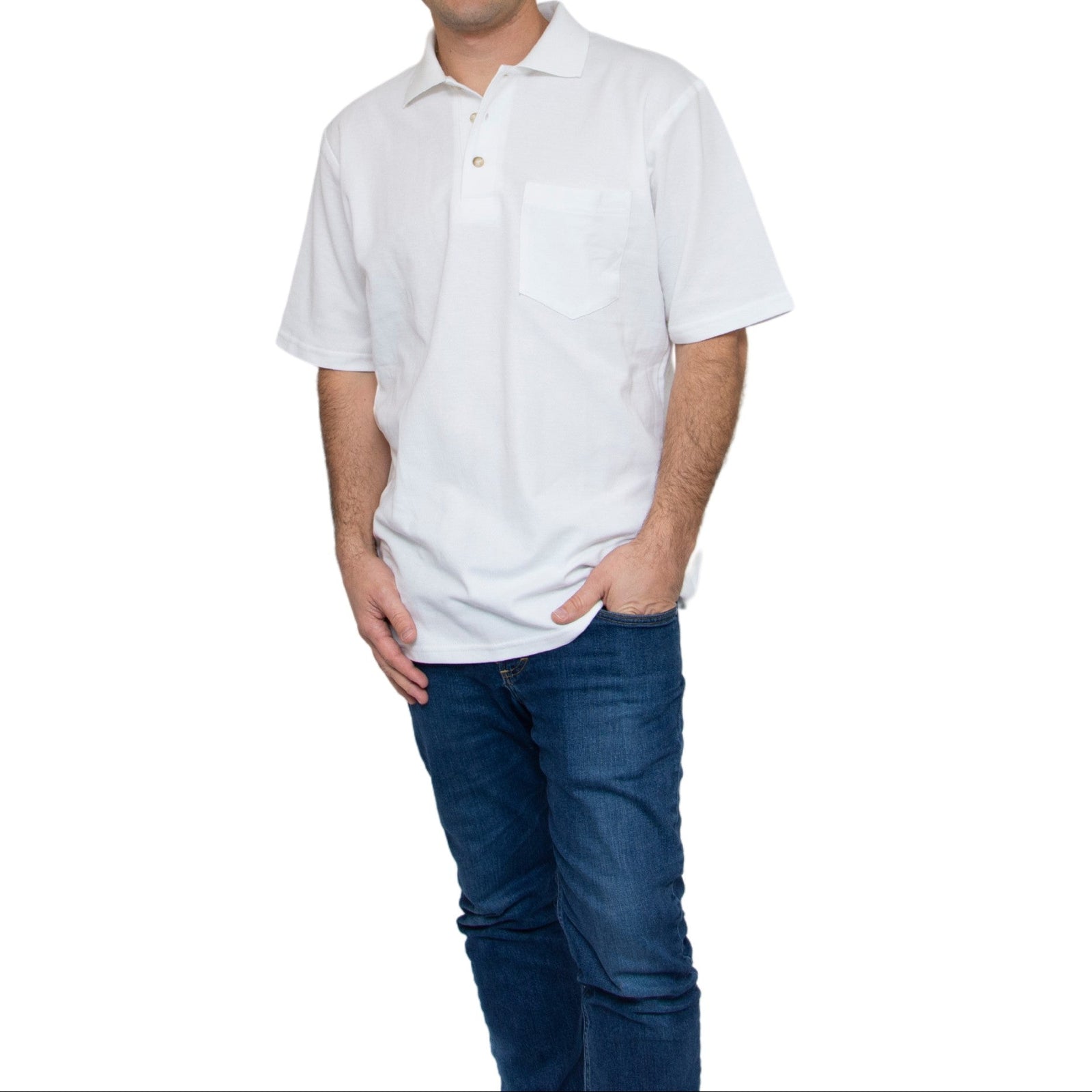 All American Clothing Pique Cotton Polo With Pocket Akwa