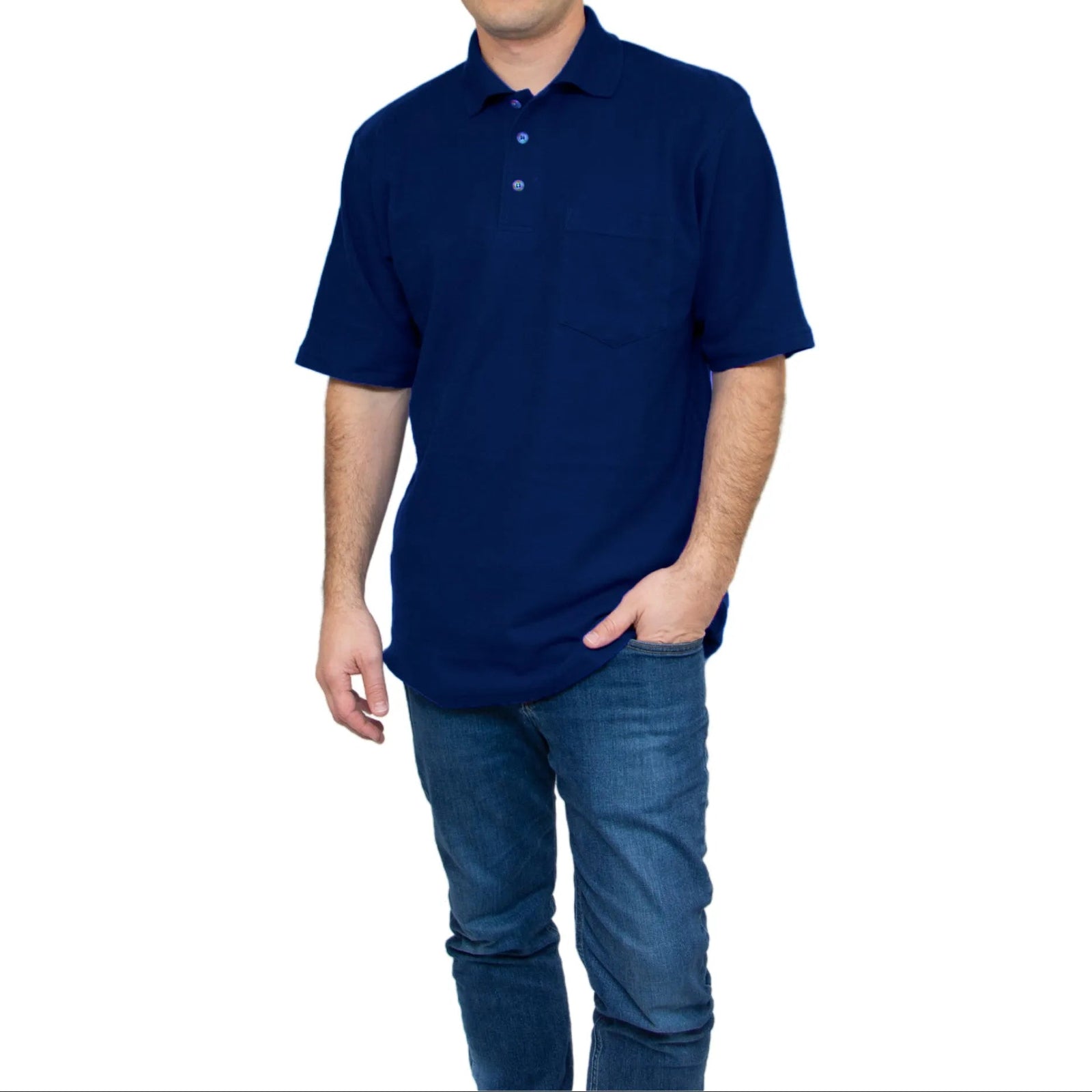 All American Clothing Pique Cotton Polo With Pocket Akwa