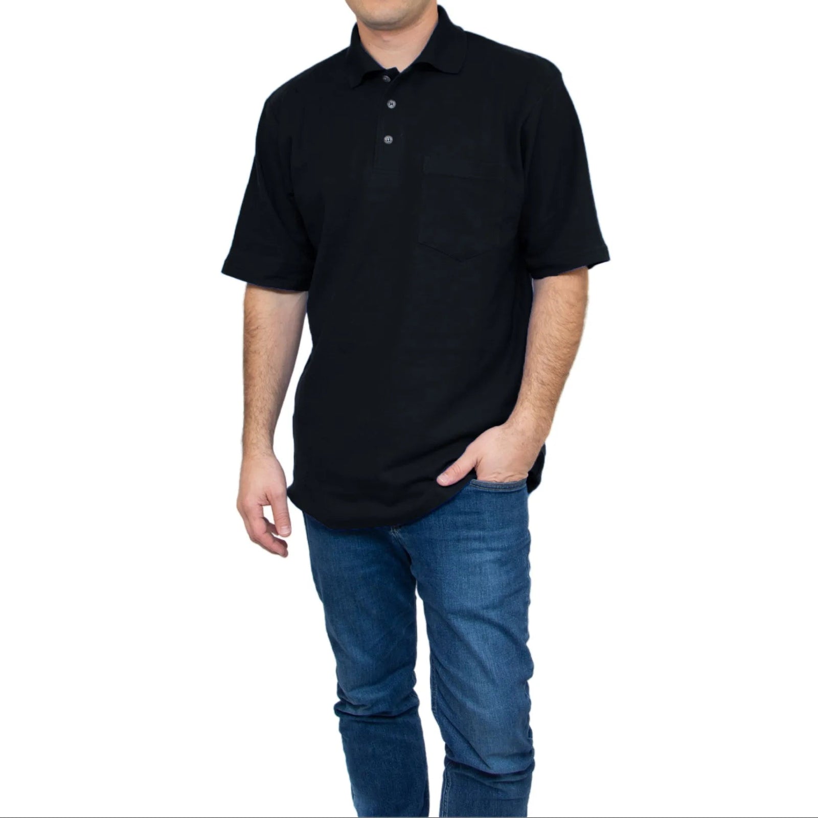 All American Clothing Pique Cotton Polo With Pocket Akwa