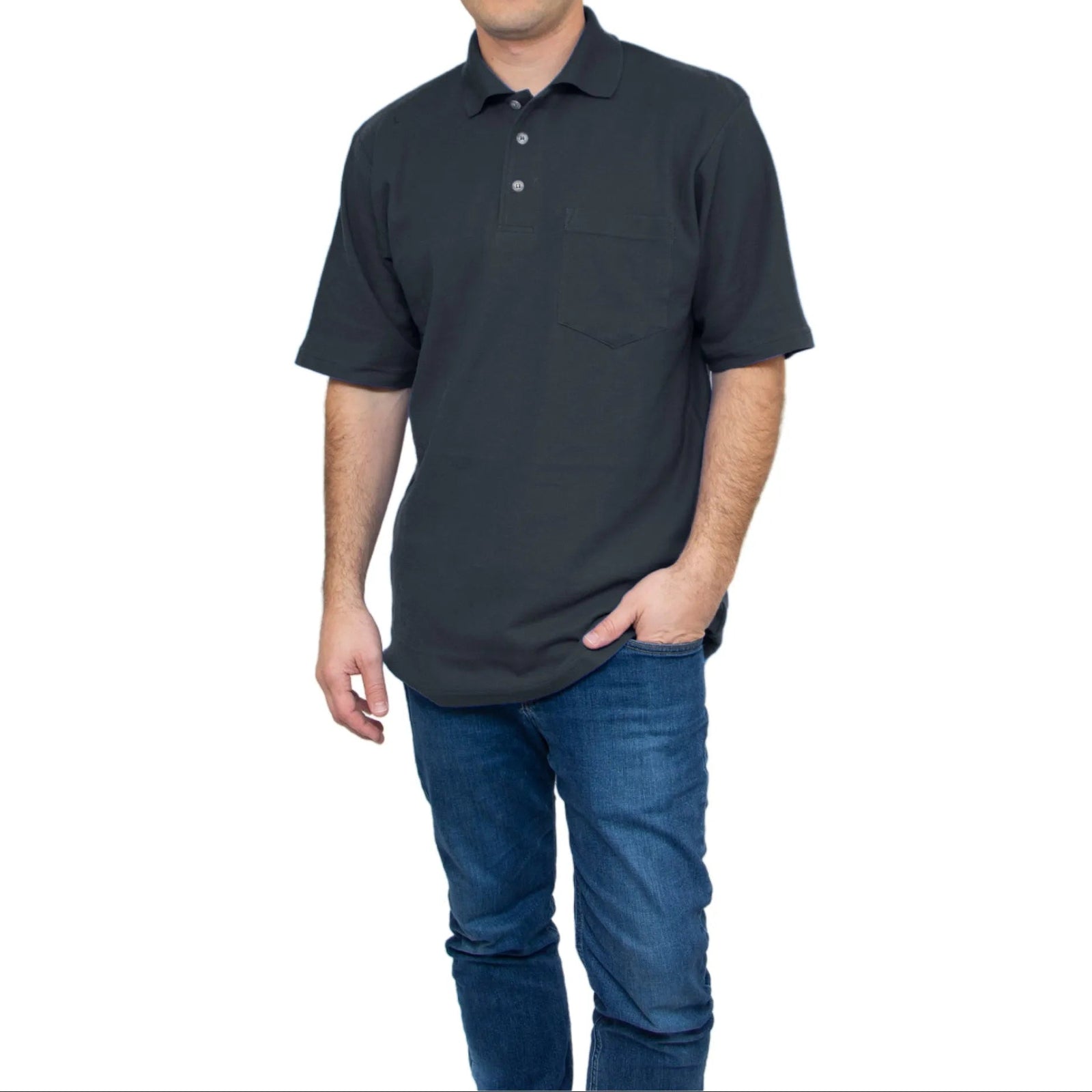 All American Clothing Pique Cotton Polo With Pocket Akwa