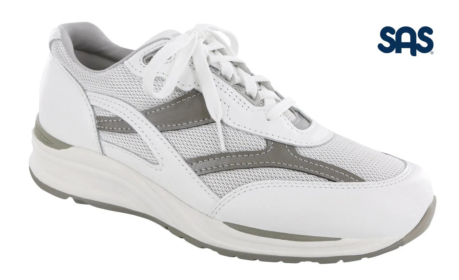 SAS Men's White and Gray Journey Mesh Lace Up Sneaker San Antonio Shoes