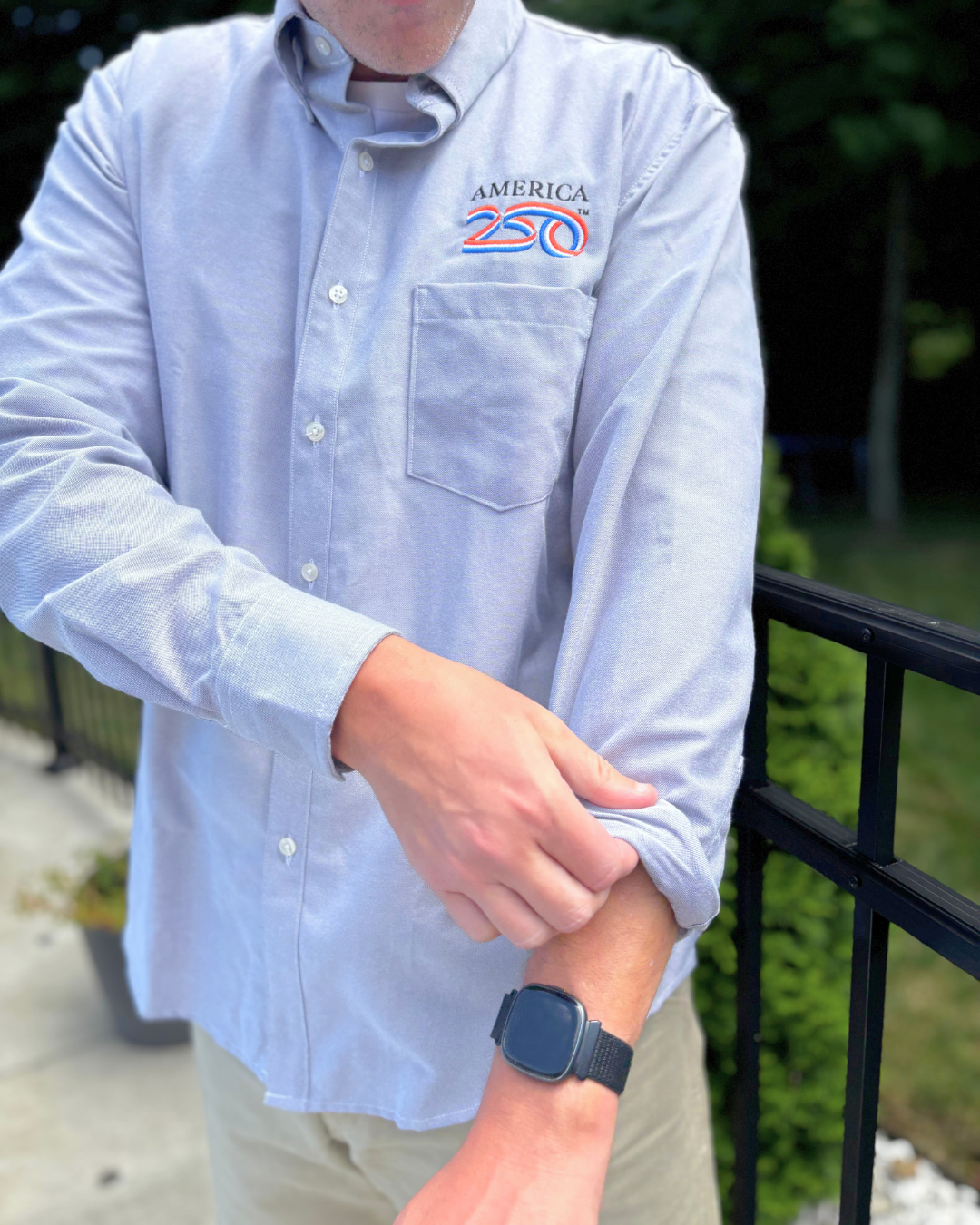 America250 Men's 4.5 oz, 60% Cotton/40% Polyester Oxford Shirt