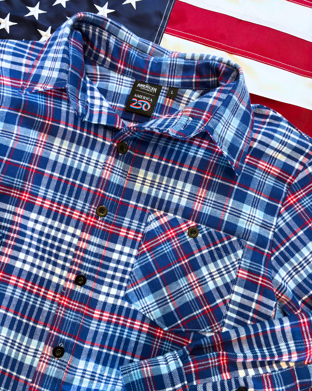 America250 Fitted Long Sleeve Midweight Flannel Shirt