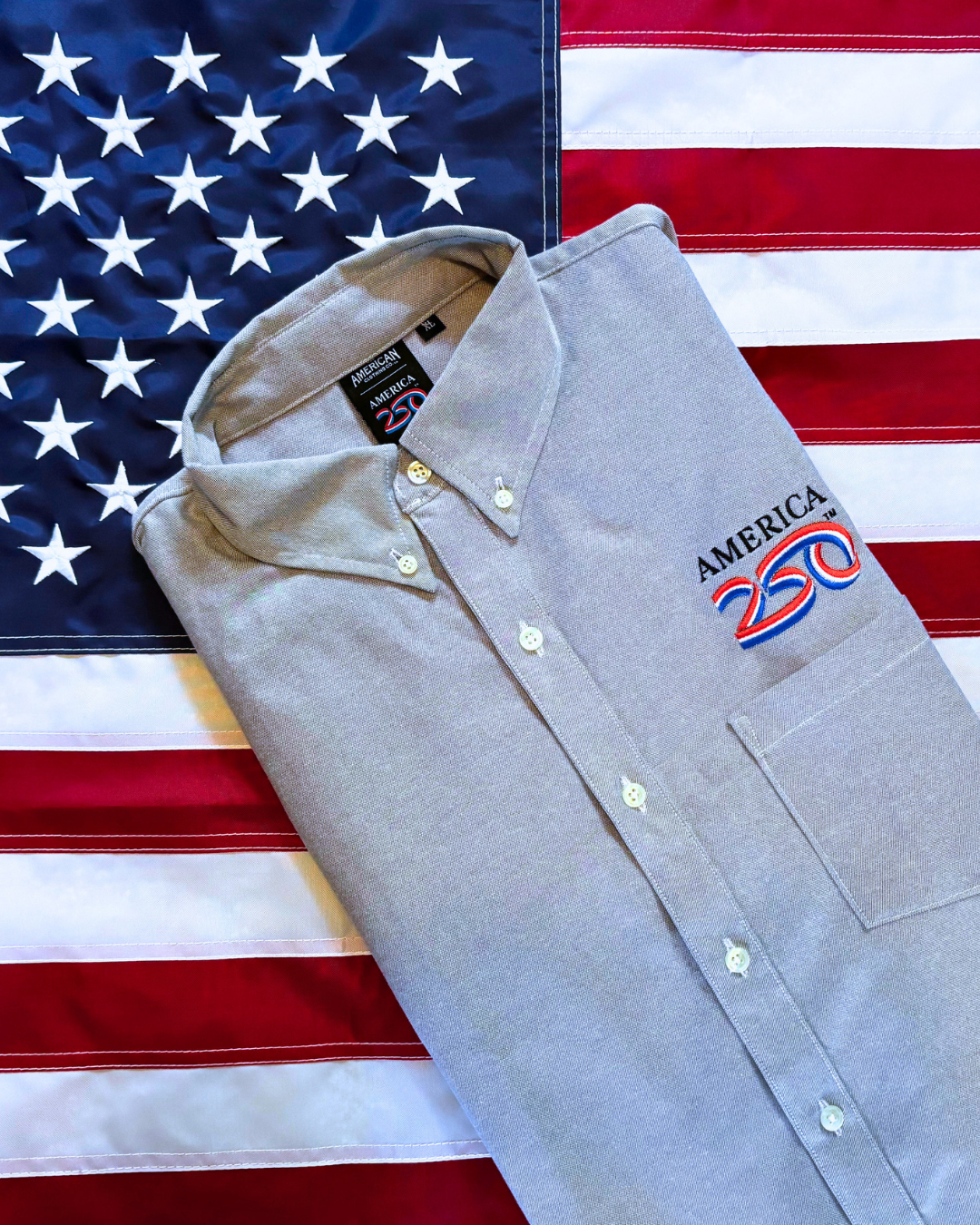 America250 Men's 4.5 oz, 60% Cotton/40% Polyester Oxford Shirt
