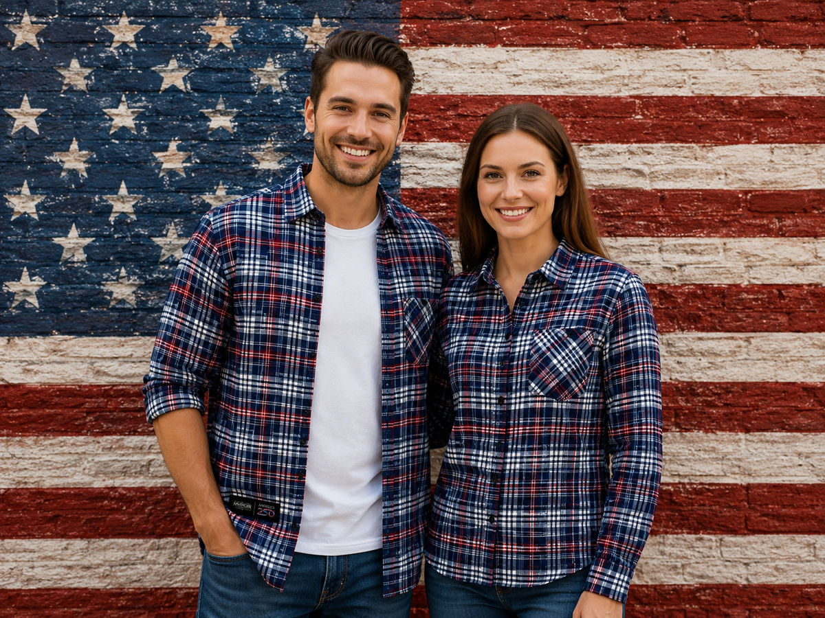 America250 Fitted Long Sleeve Midweight Flannel Shirt