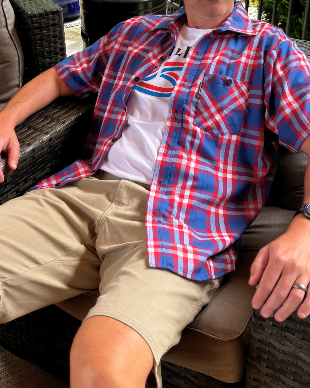 America250 Fitted Short Sleeve Lightweight Flannel Shirt