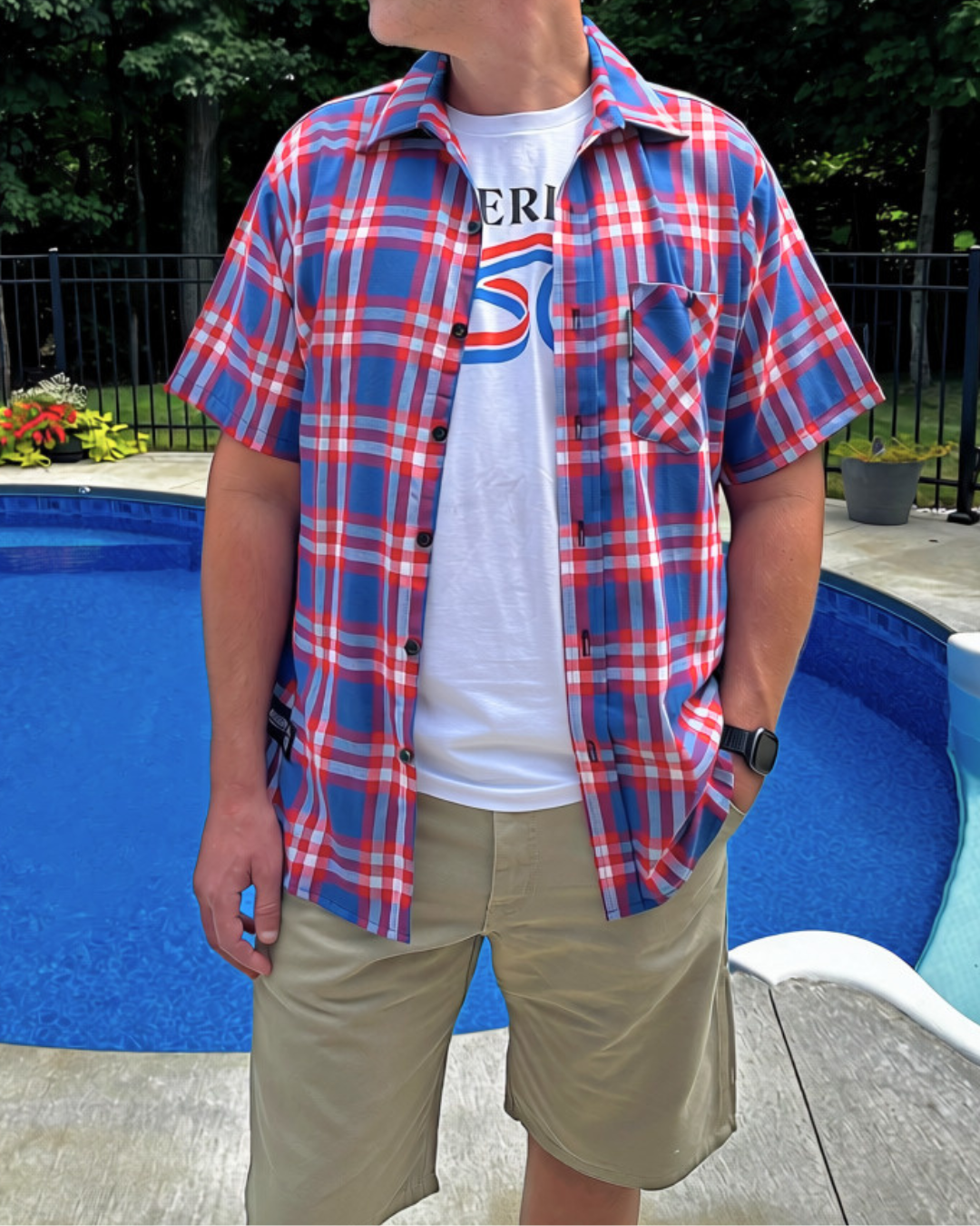 America250 Fitted Short Sleeve Lightweight Flannel Shirt
