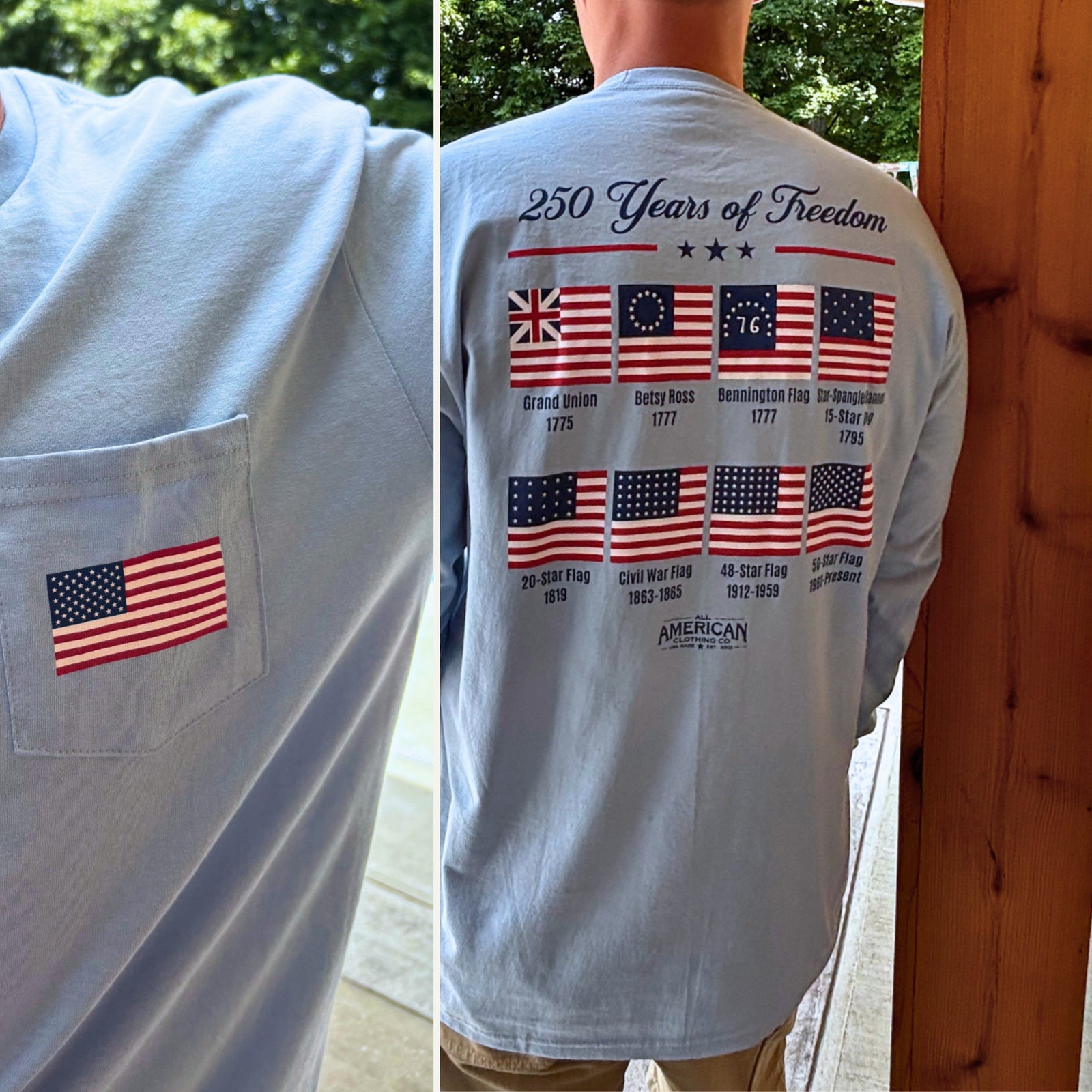 Heavyweight 250 Years of Freedom Long Sleeve Pocket T-Shirt *Tall