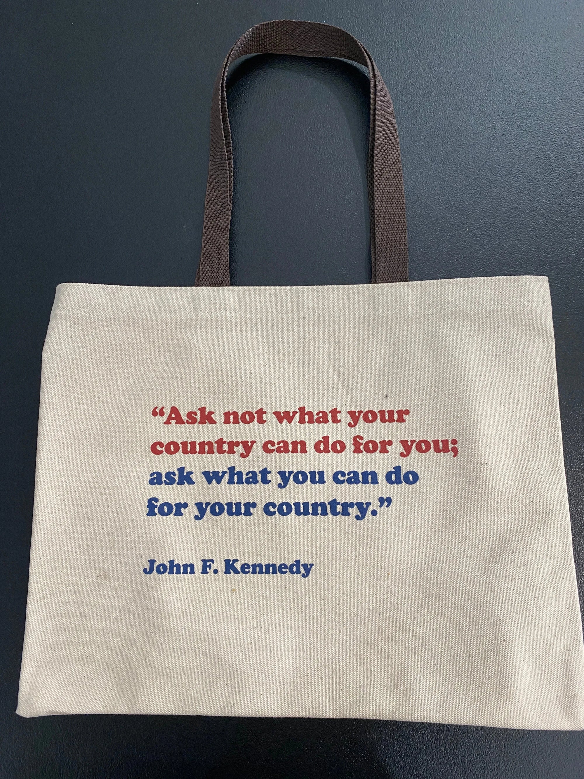 All American Clothing Canvas JFK Quote Tote Bag Troy Sunshade Co.