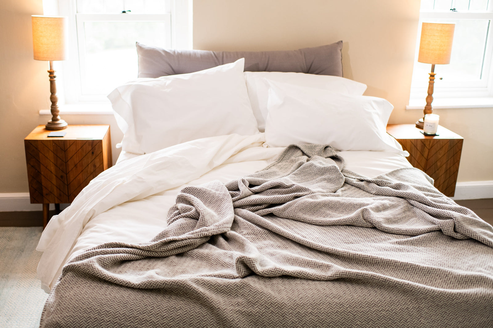 American Made Herringbone Weave Cotton Blanket