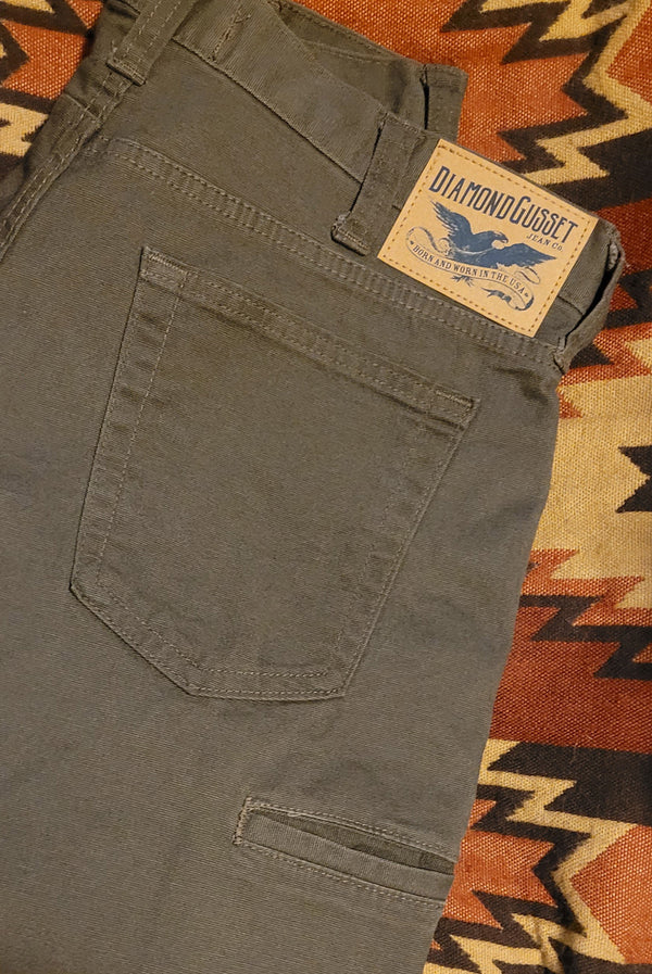 Gusset Easy Fit Stretch Canvas Six Pocket - Dark Coffee