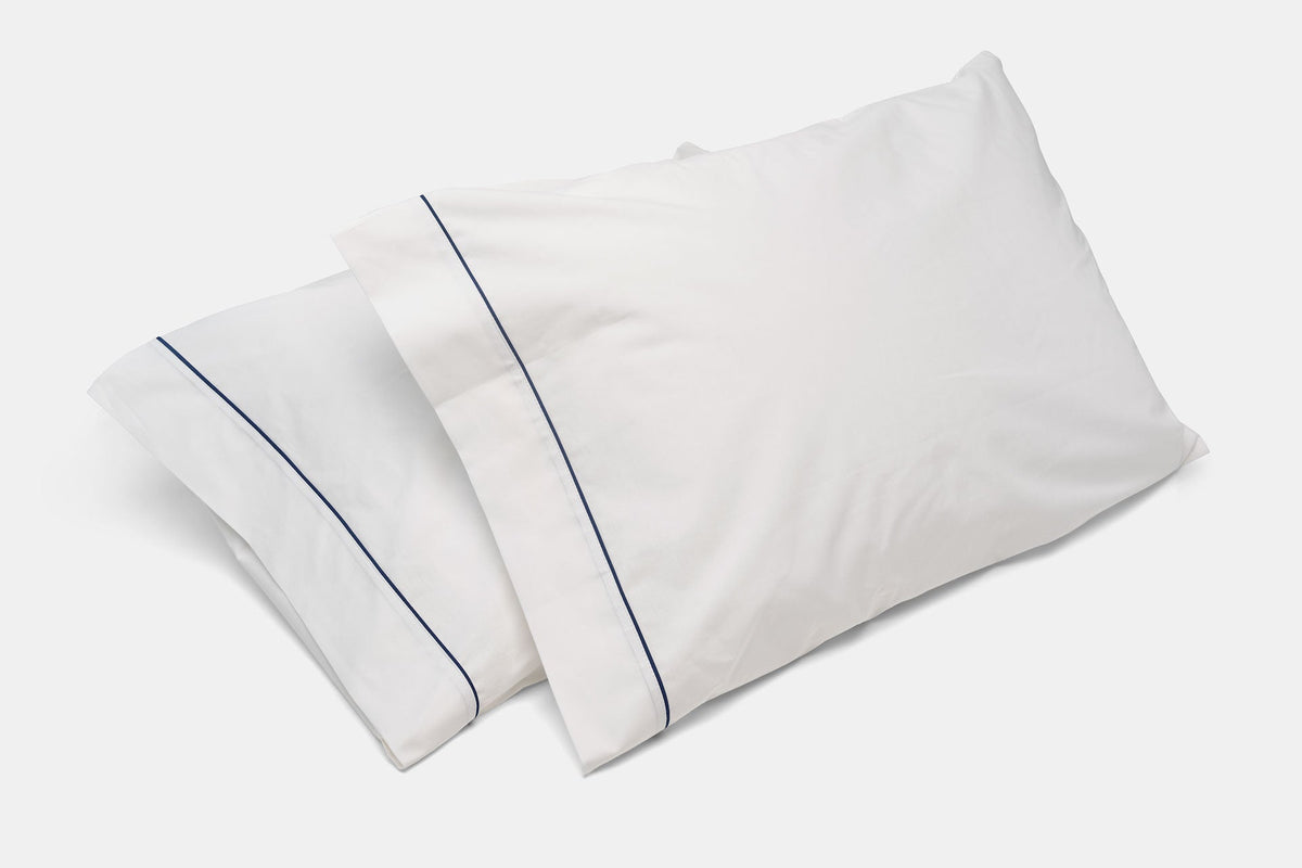 American Made Natural Cotton Bed Pillowcases with Classic Piping