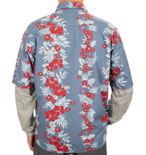 Flame Resistant Tropical Vine Hawaiian Shirt - Light Blue BenchMark FR