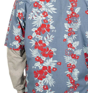 Flame Resistant Tropical Vine Hawaiian Shirt - Light Blue BenchMark FR