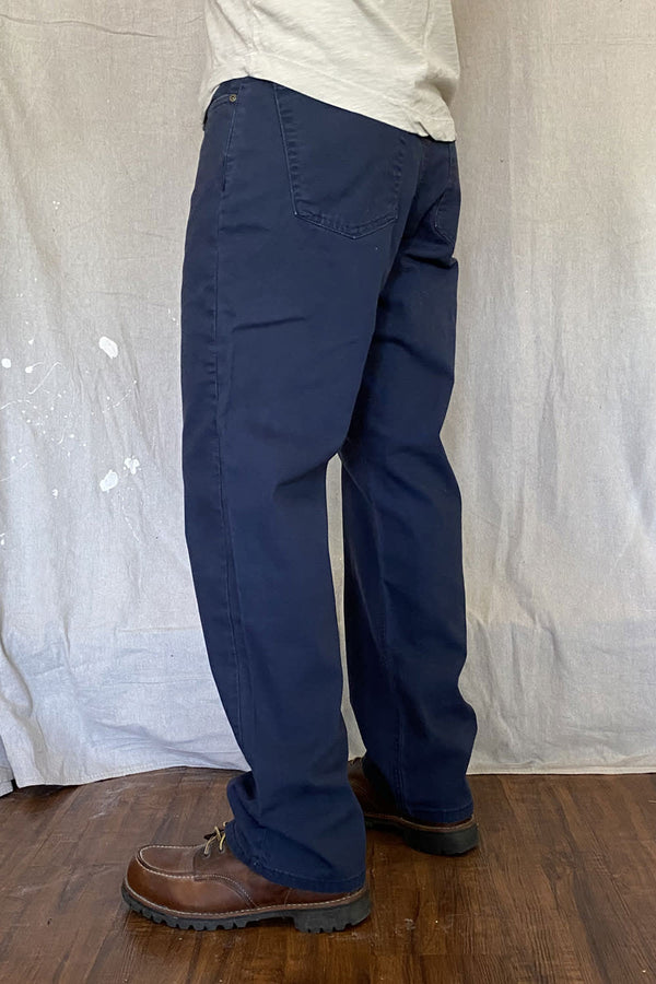 Gusset Easy Fit Stretch Canvas Six Pocket Pant - Navy