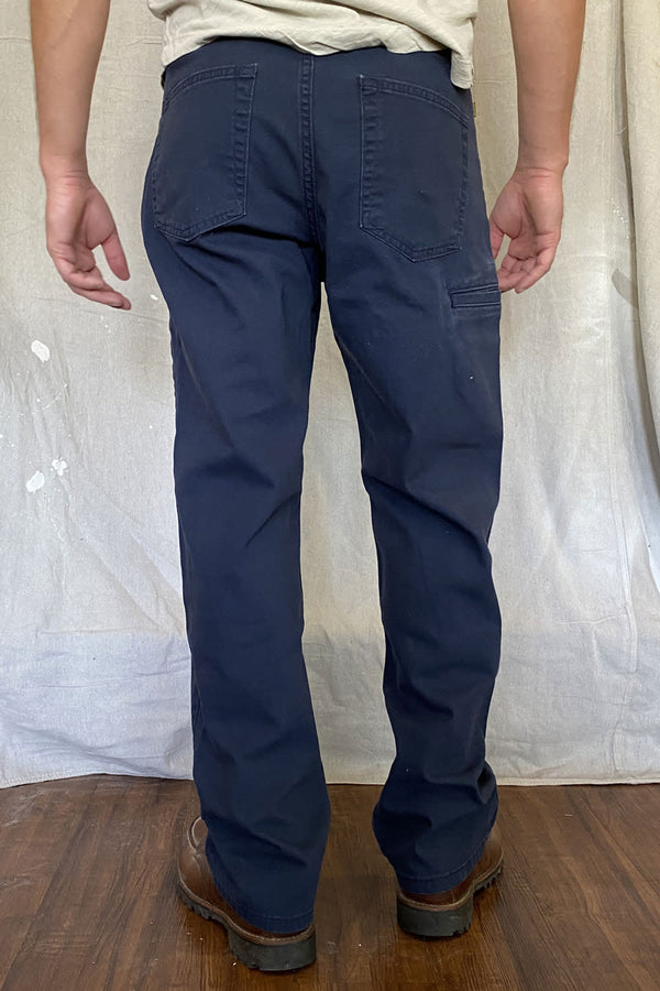 Gusset Easy Fit Stretch Canvas Six Pocket Pant - Navy