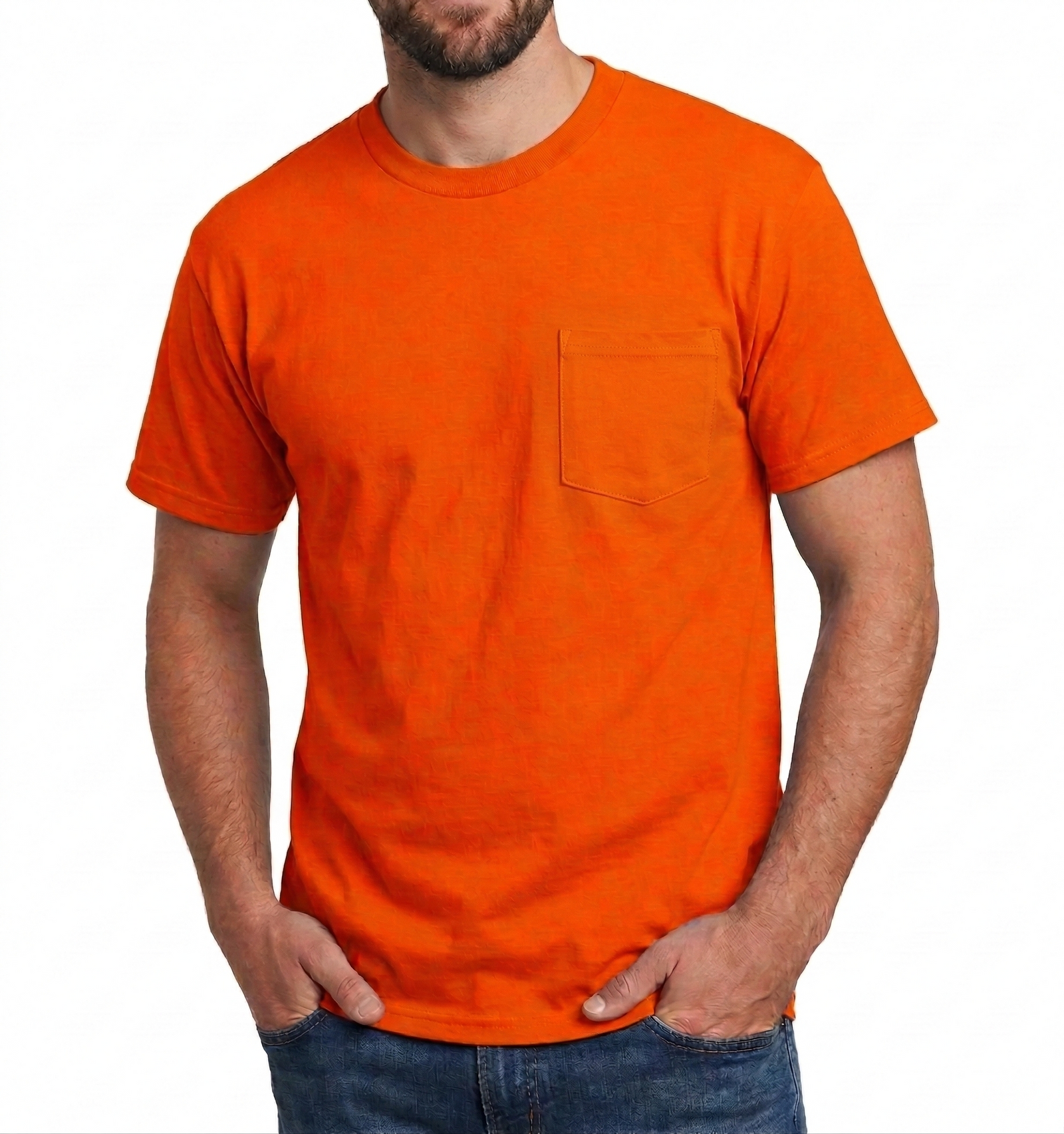 Heavyweight 100% Cotton T-Shirts with Pocket - Made in USA