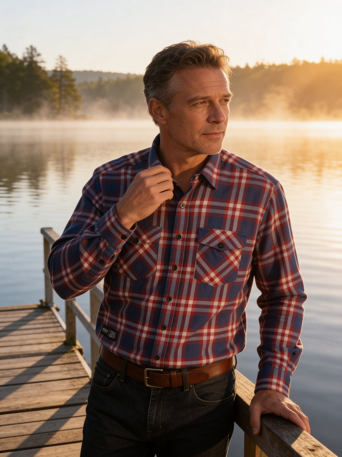 America250 Men's Long Sleeve Lightweight Classic Flannel Shirt
