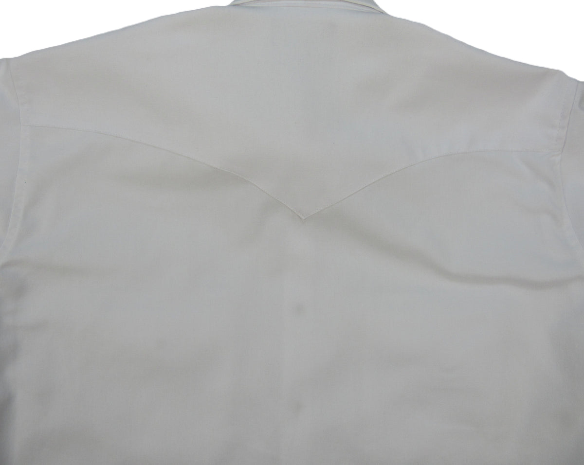 Men's Short Sleeve Western Style White Twill Button-Down Shirt