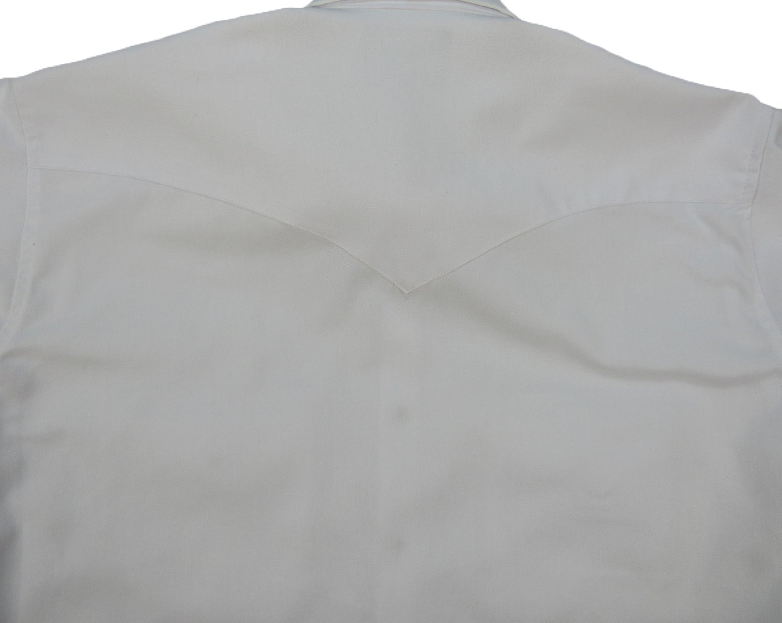 Men's Short Sleeve Western Style White Twill Button-Down Shirt