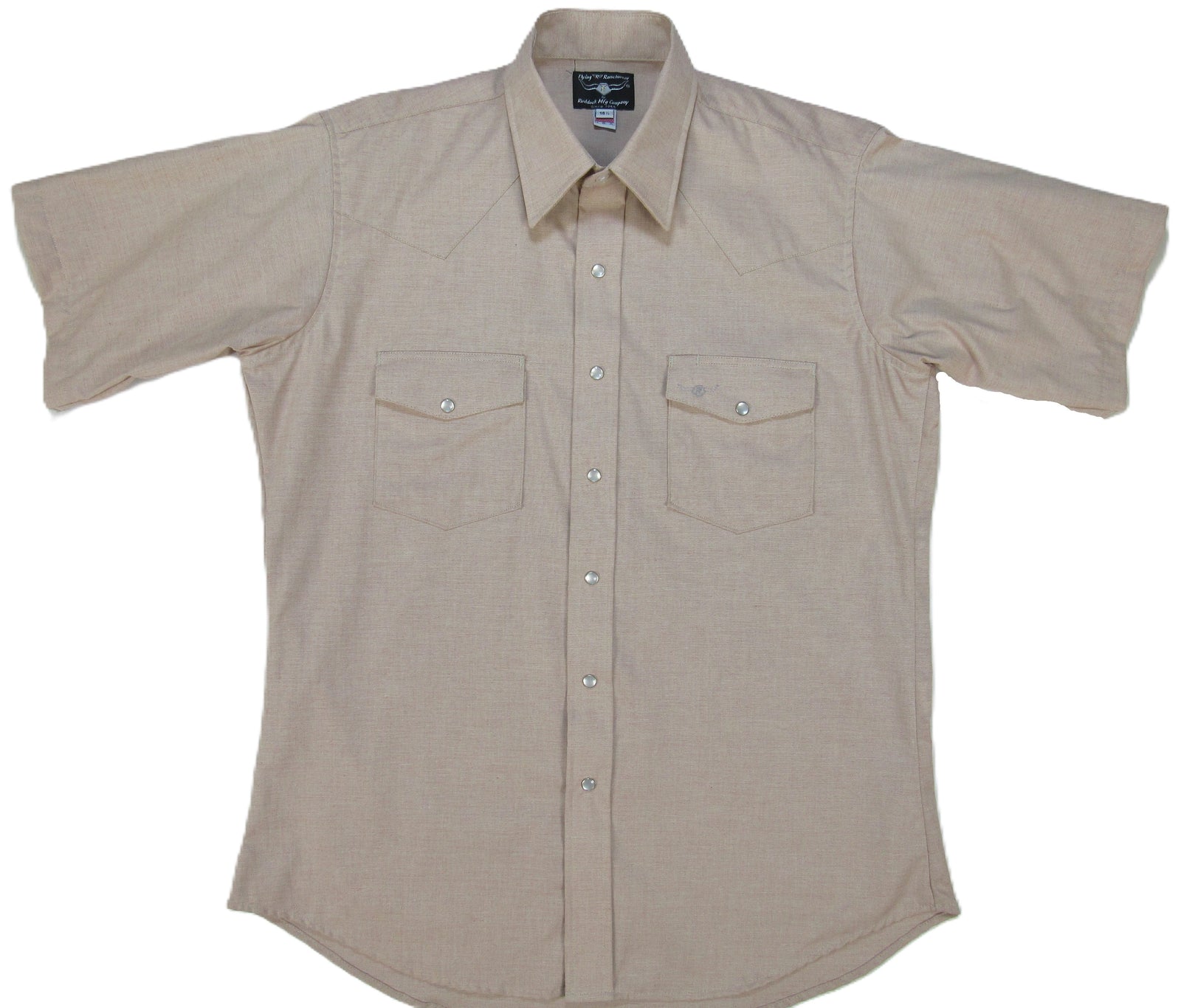 Men's Short Sleeve Western Style Tan Button-Down Shirt
