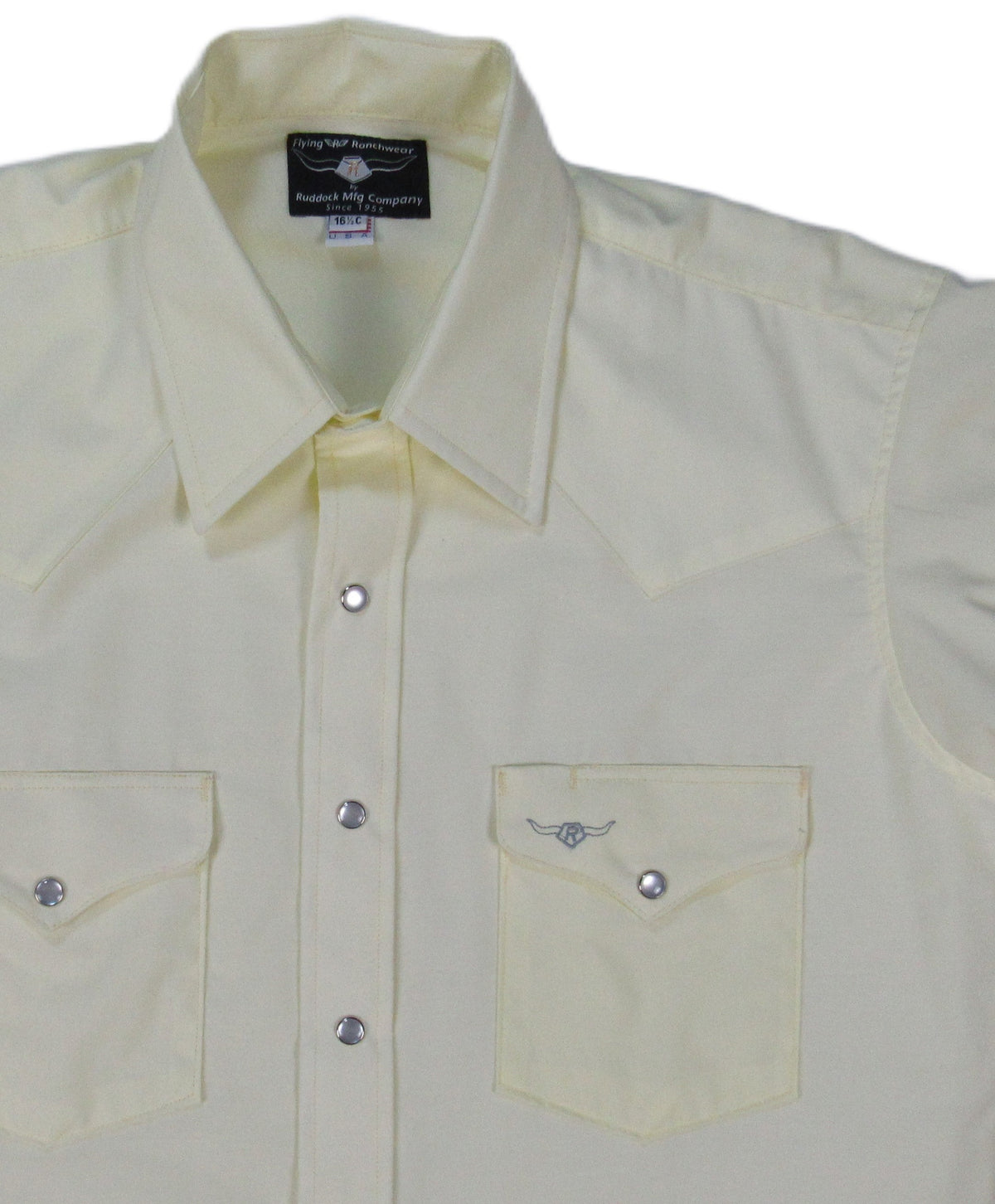 Men's Short Sleeve Western Style Pale Yellow Button-Down Shirt with Snaps