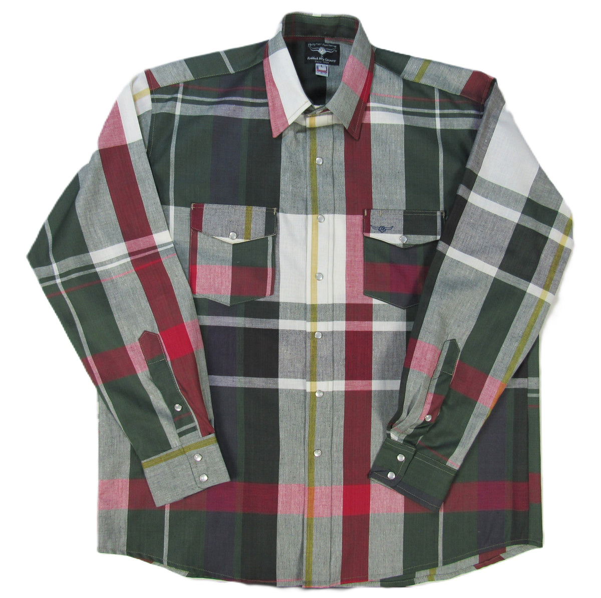 Men's Oversized Long Sleeve Plaid Shirt with Snaps