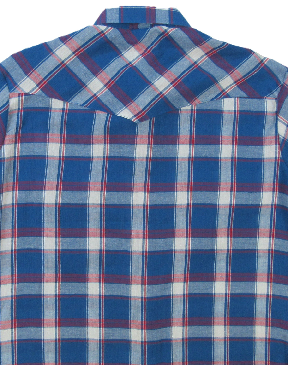 Men's Long Sleeve Americana Blue Plaid Snap-Front Shirt