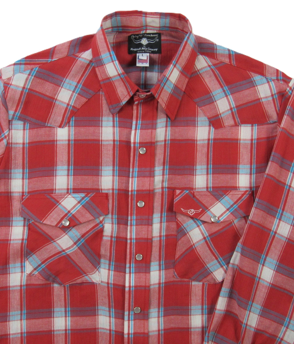 Men's Long Sleeve Red Plaid Snap-Front Shirt
