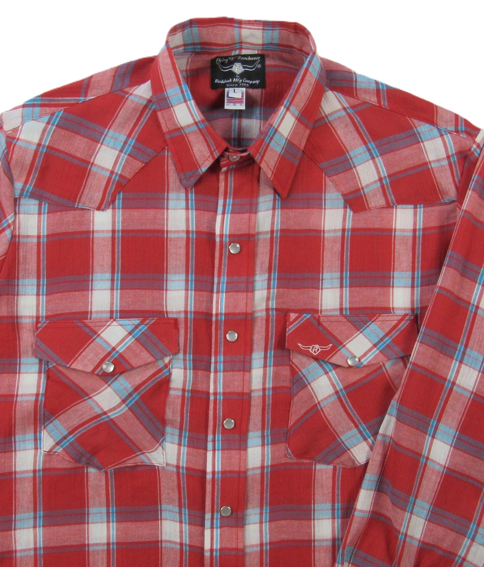 Men's Long Sleeve Red Plaid Snap-Front Shirt