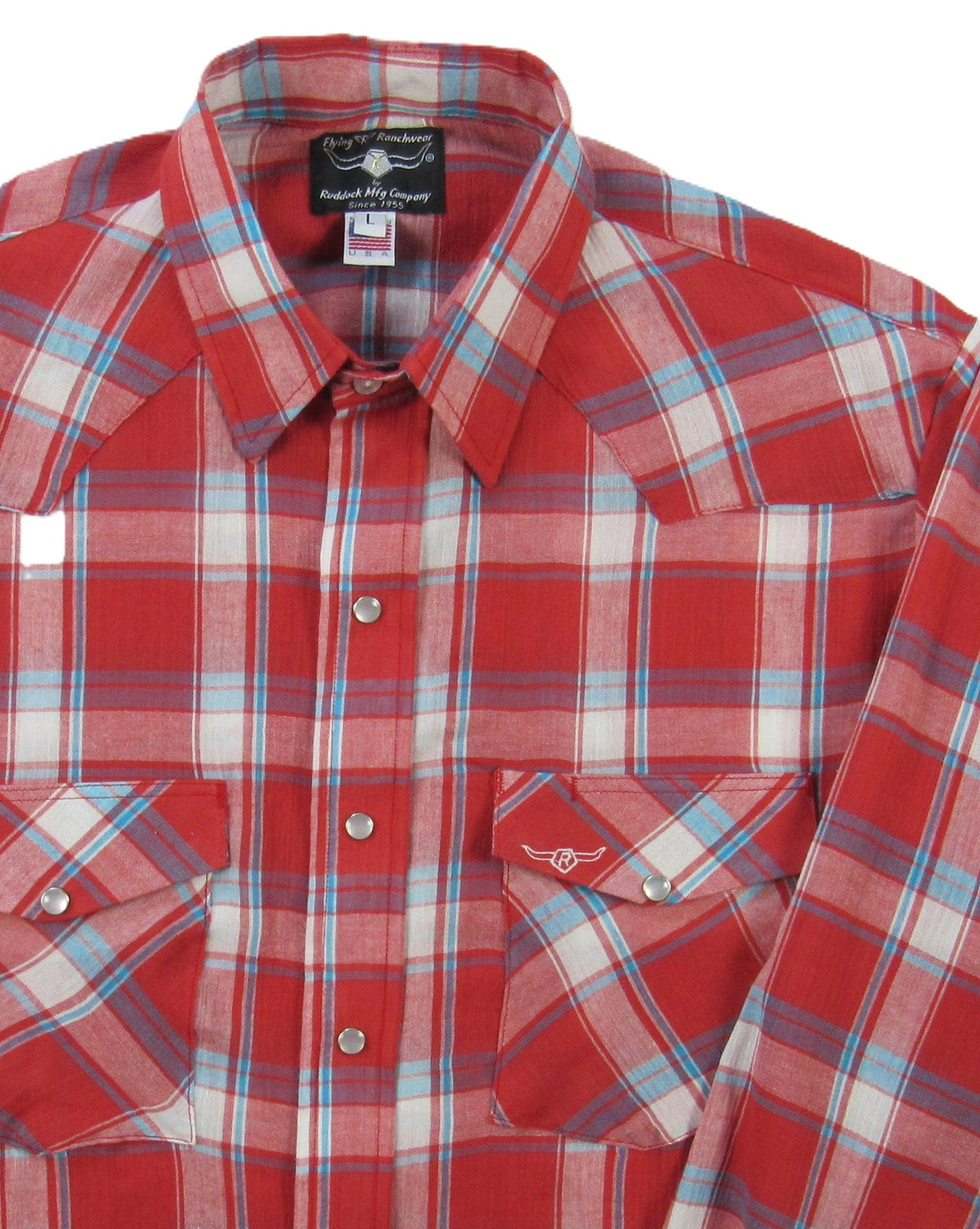 Men's Long Sleeve Red Plaid Snap-Front Shirt