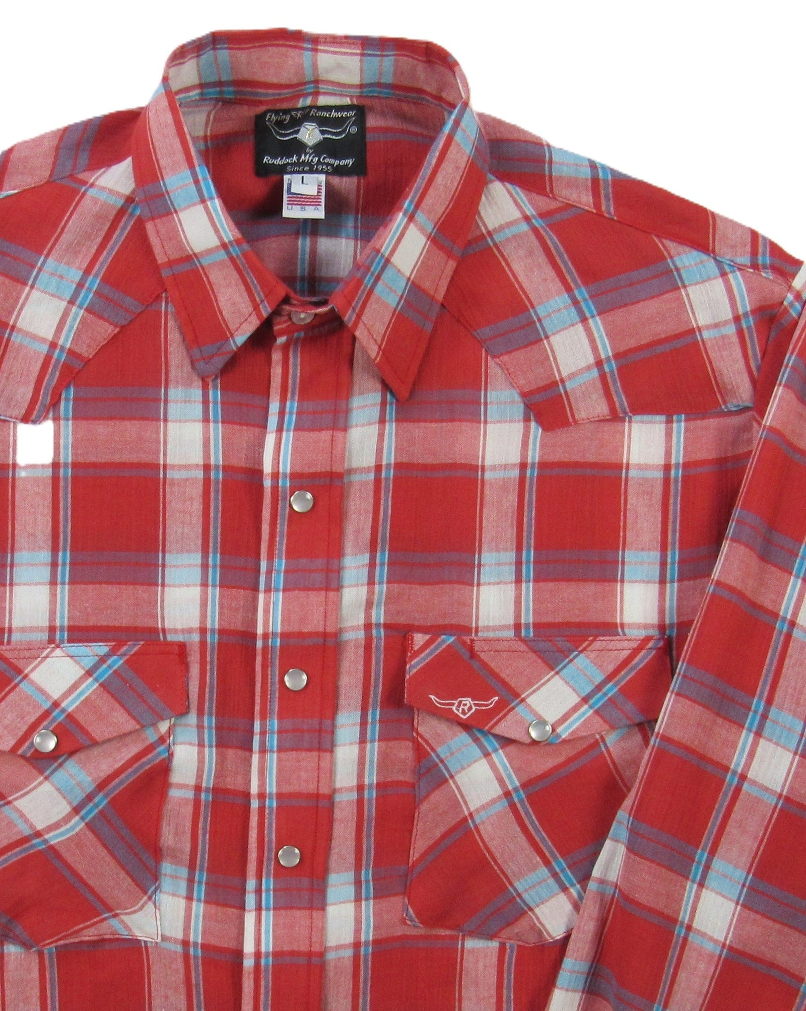 Men's Long Sleeve Red Plaid Snap-Front Shirt