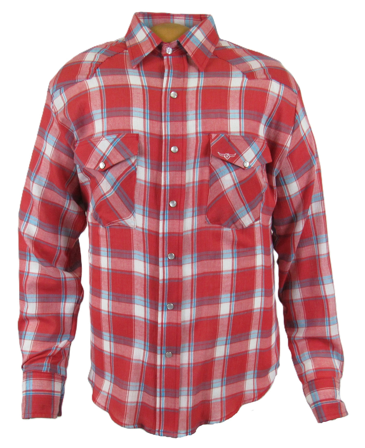 Men's Long Sleeve Red Plaid Snap-Front Shirt