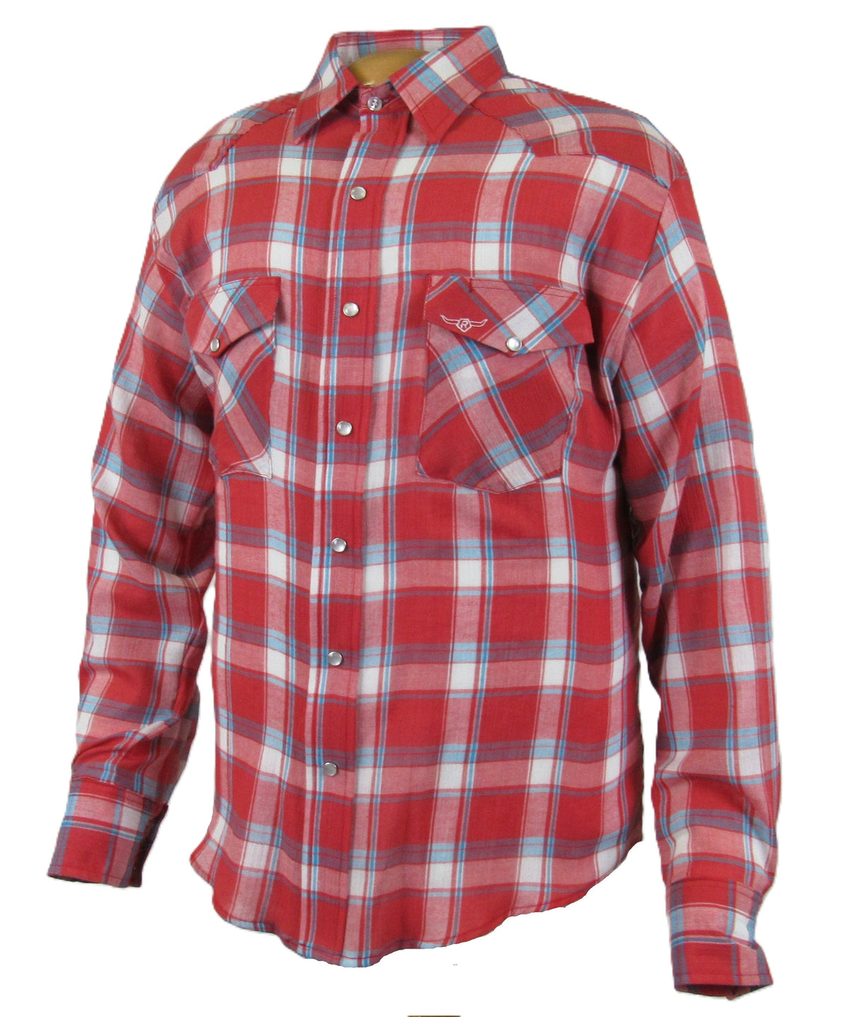 Men's Long Sleeve Red Plaid Snap-Front Shirt