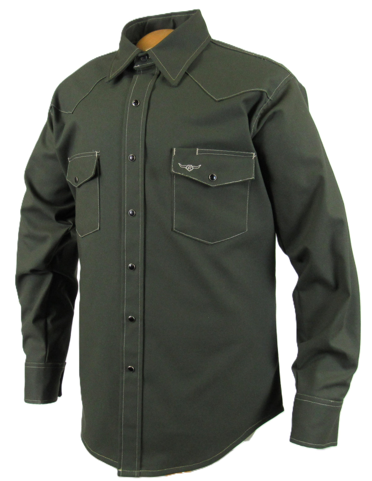 Men's Long Sleeve Rigid Canvas Snap-Front Shirt