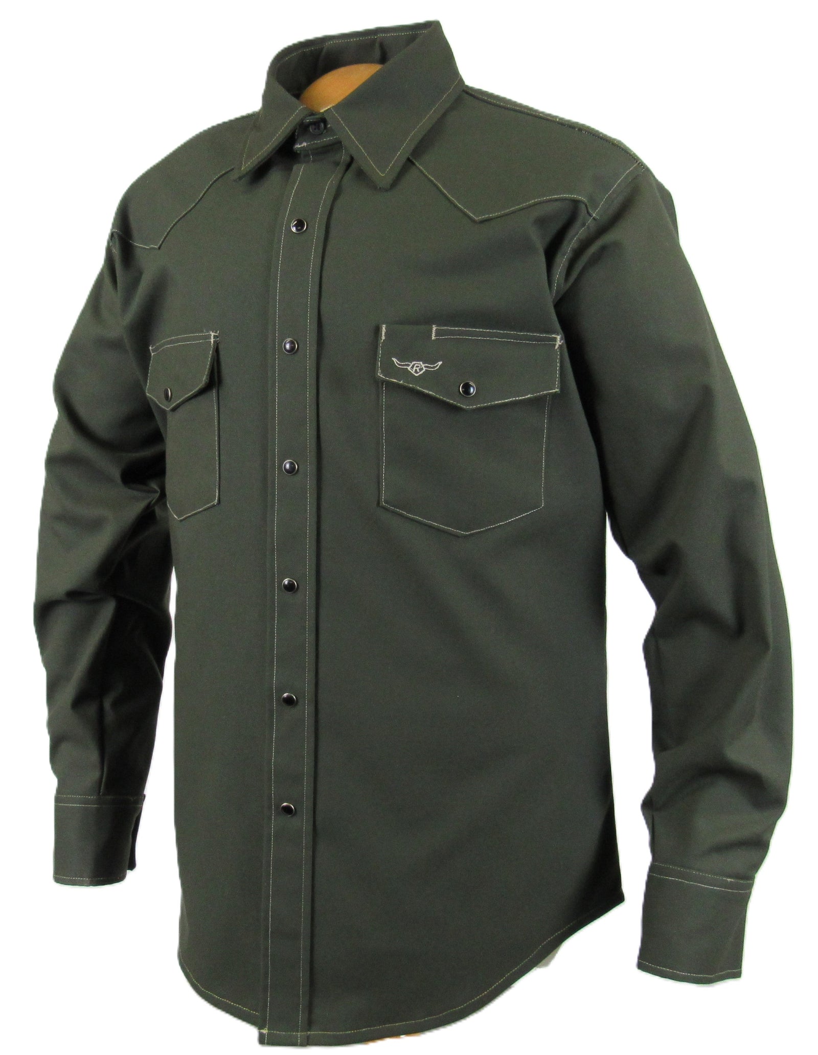 Men's Long Sleeve Rigid Canvas Snap-Front Shirt