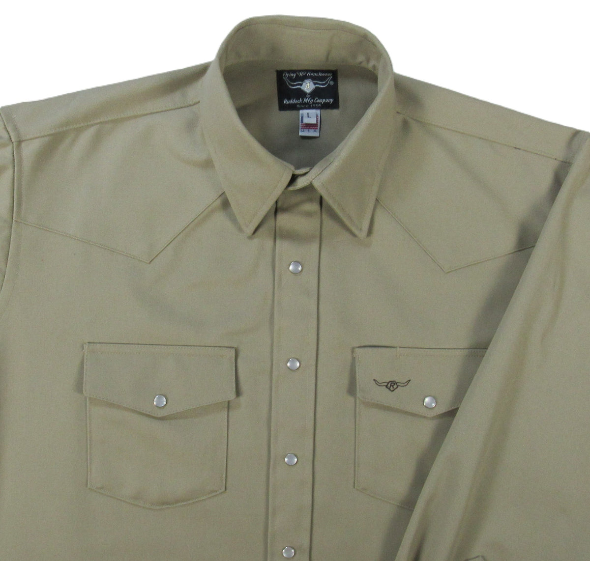 Men's Long Sleeve Solid Twill Khaki Shirt